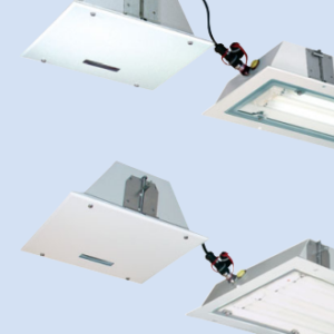 Ex-Recess-mounted ceiling emergency light fittings in metal design